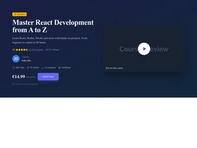 Screenshot of Hero Course Education template