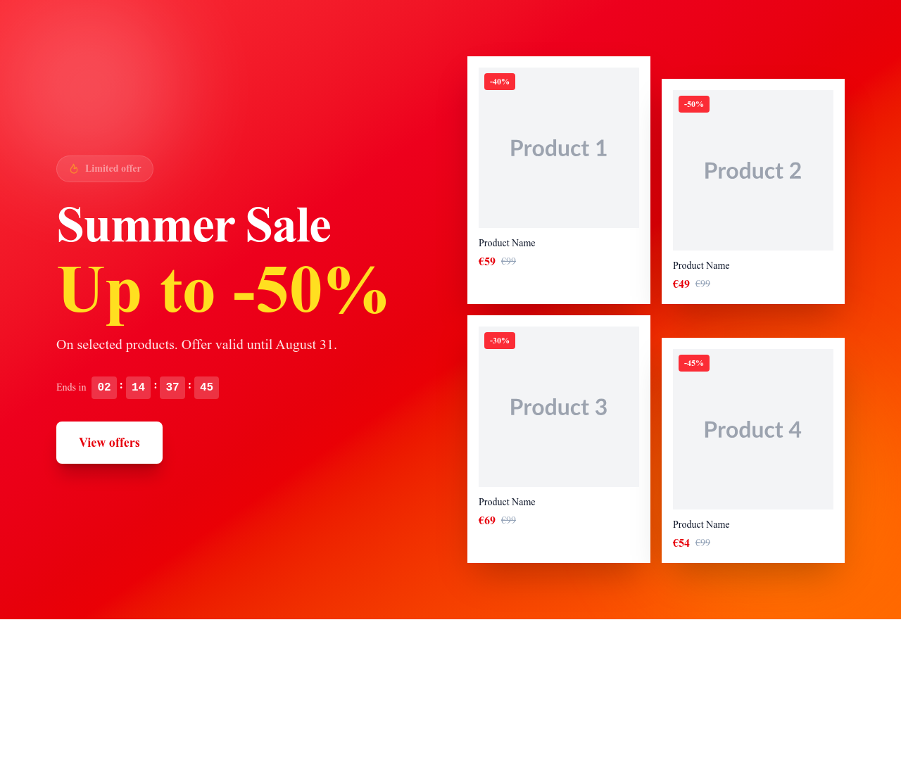 Screenshot of Hero Ecommerce Sale template