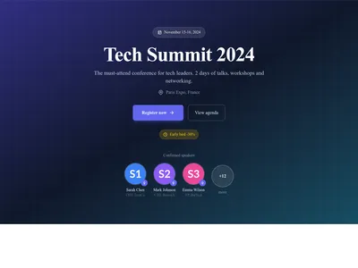 Screenshot of Hero Event Conference template