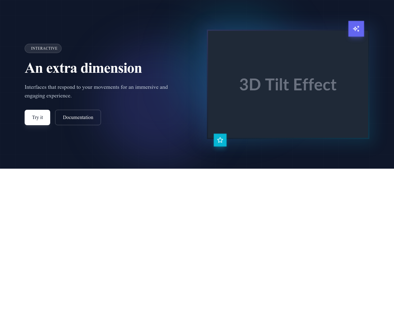 Screenshot of Hero Image 3D Tilt template