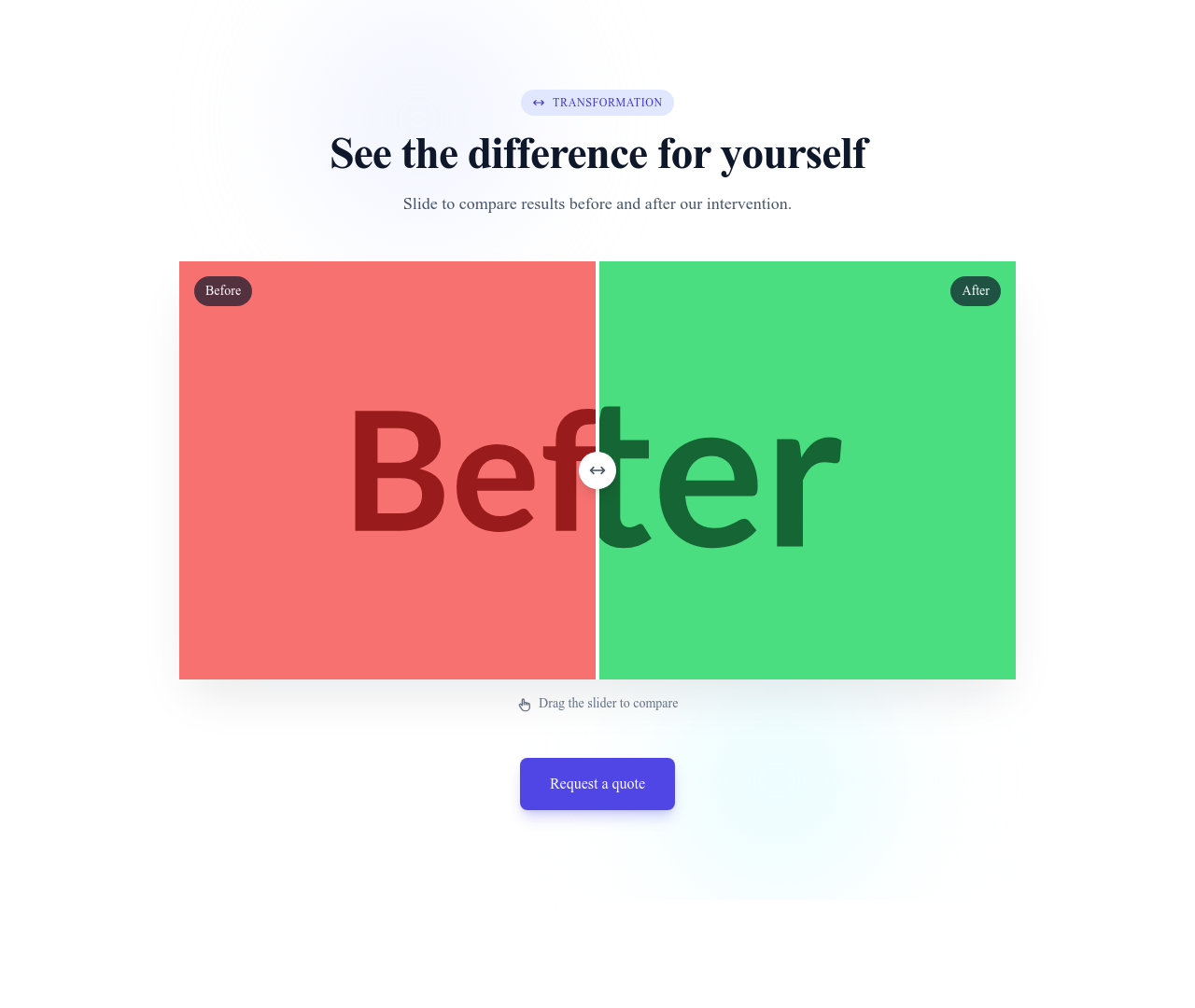 Screenshot of Hero Image Before After template