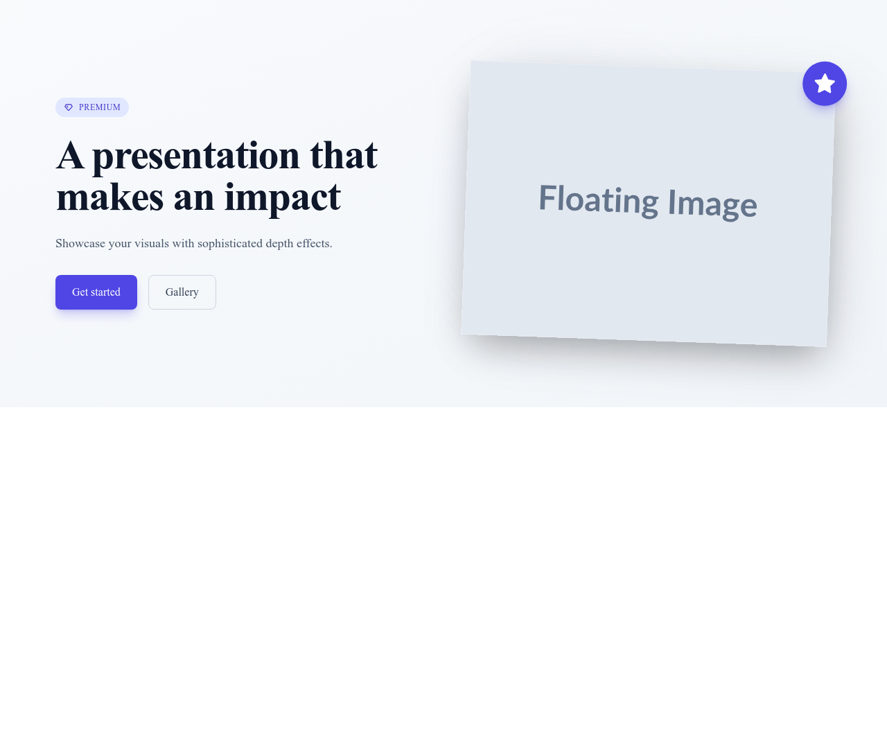 Screenshot of Hero Image Floating template