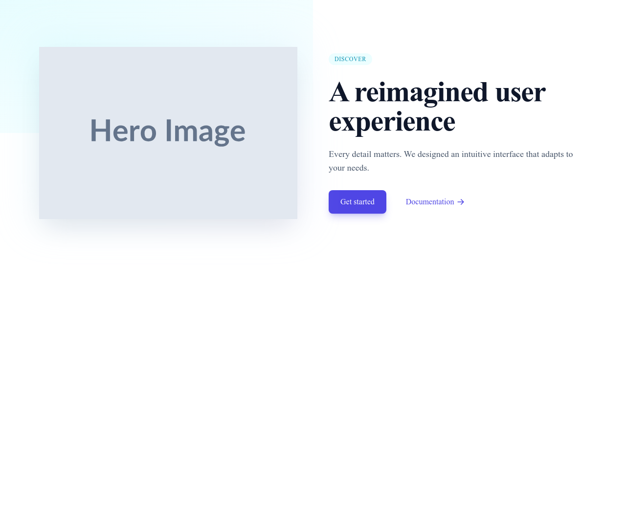 Screenshot of Hero Image Left template