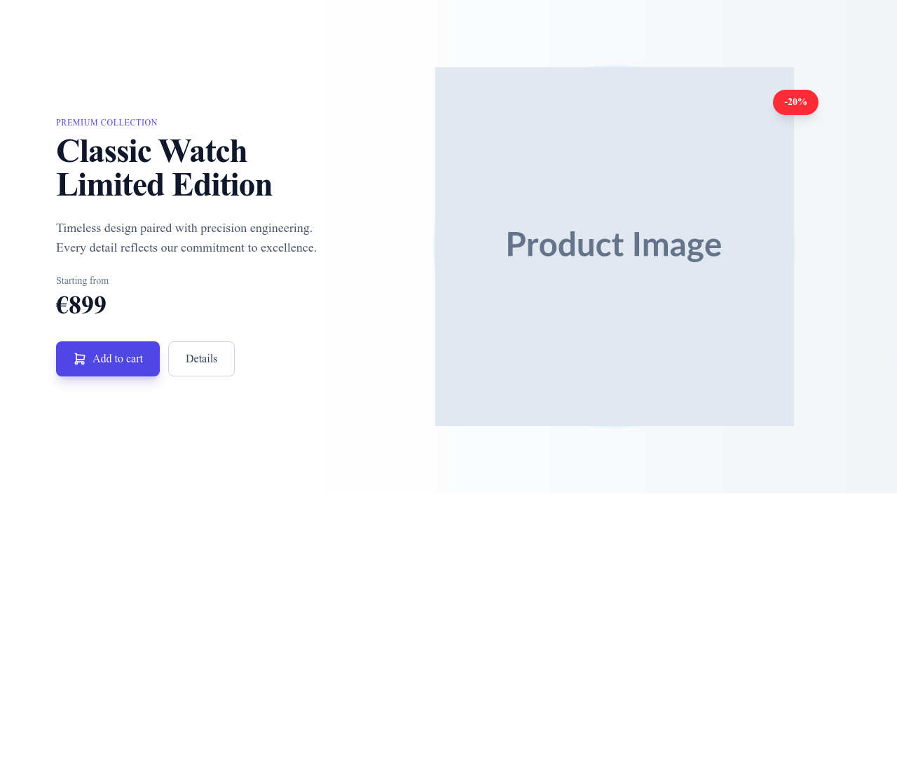 Screenshot of Hero Image Product template