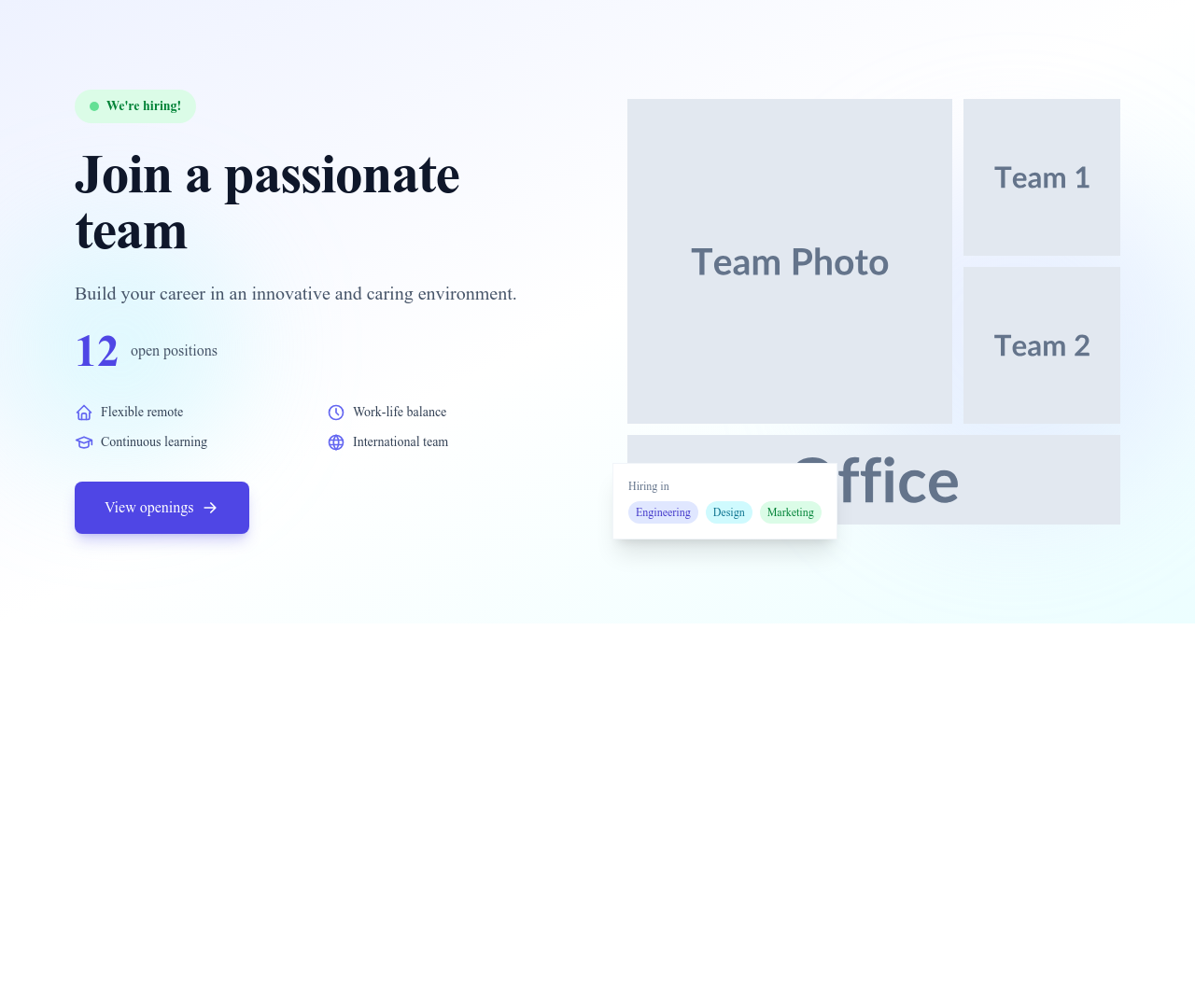 Screenshot of Hero Job Listing template
