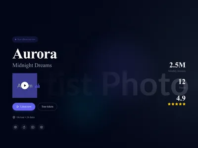 Screenshot of Hero Music Artist template