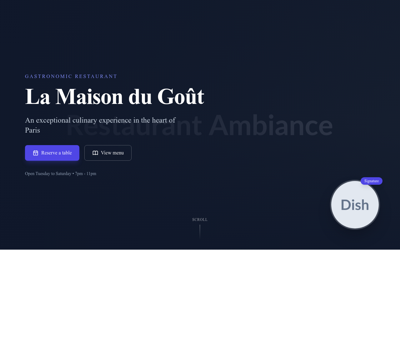Screenshot of Hero Restaurant template