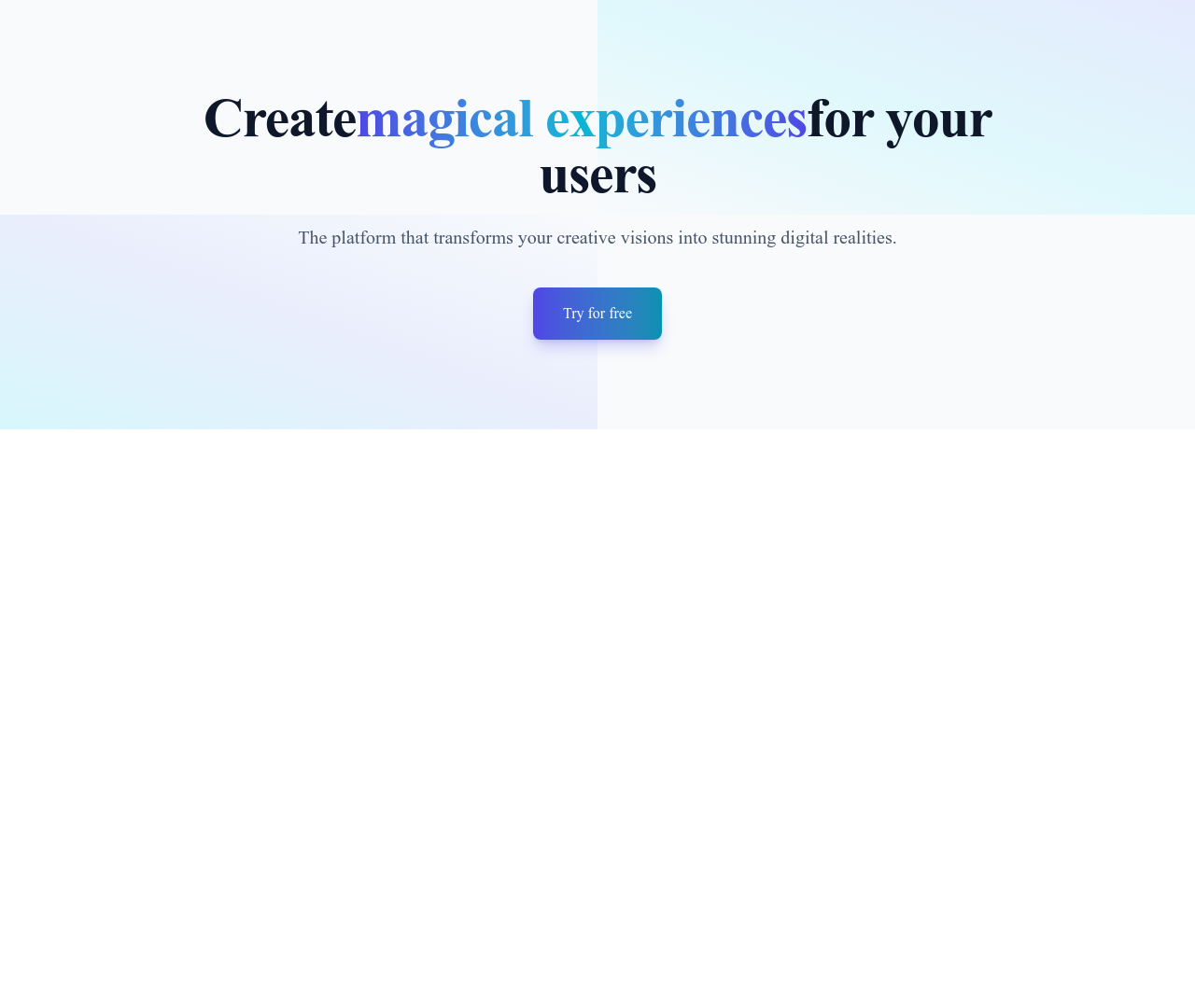 Screenshot of Hero Simple Gradient Text template