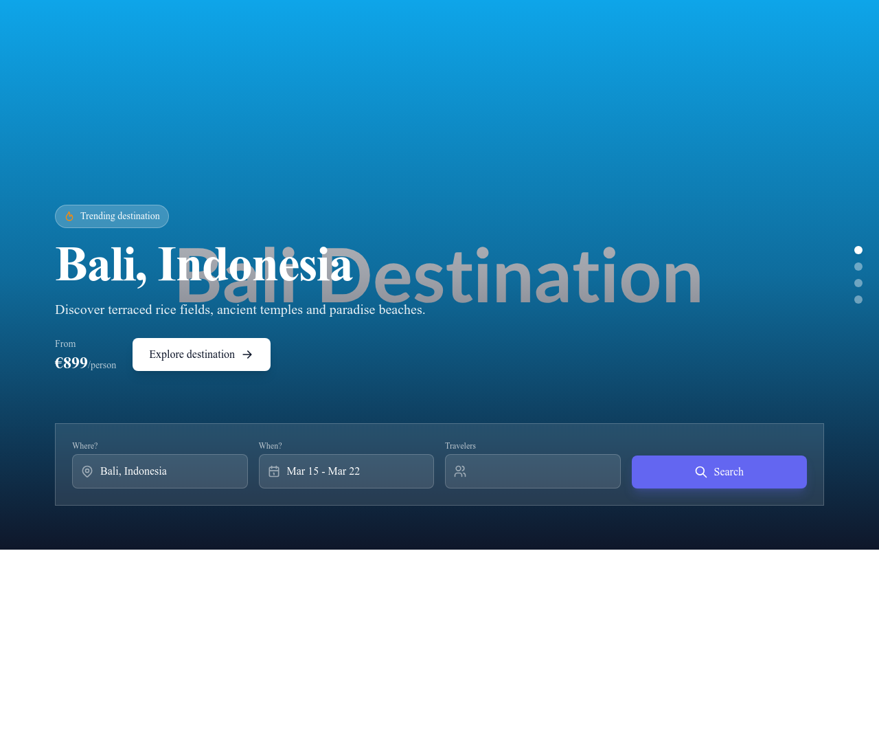 Screenshot of Hero Travel Destination template