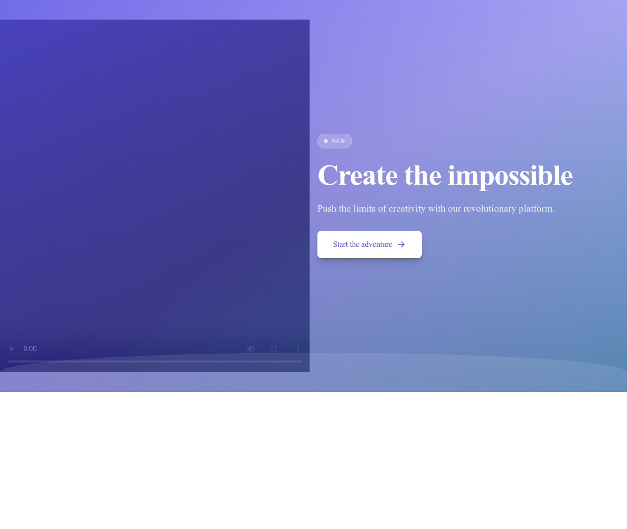 Screenshot of Hero Video Background Gradient template