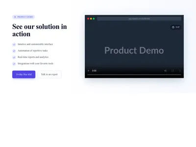 Screenshot of Hero Video Product Demo template
