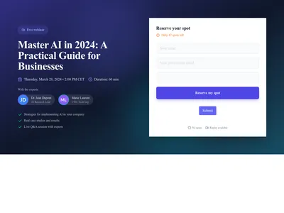 Screenshot of Hero Webinar Registration template