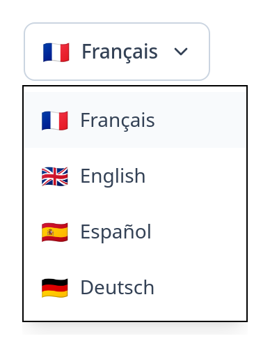 Screenshot of Language Selector template