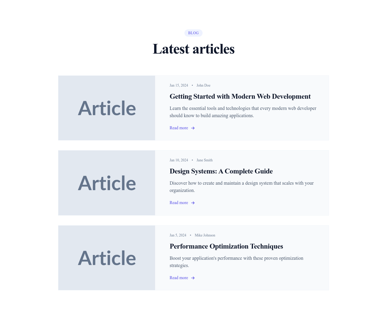 Screenshot of List Blog Posts template