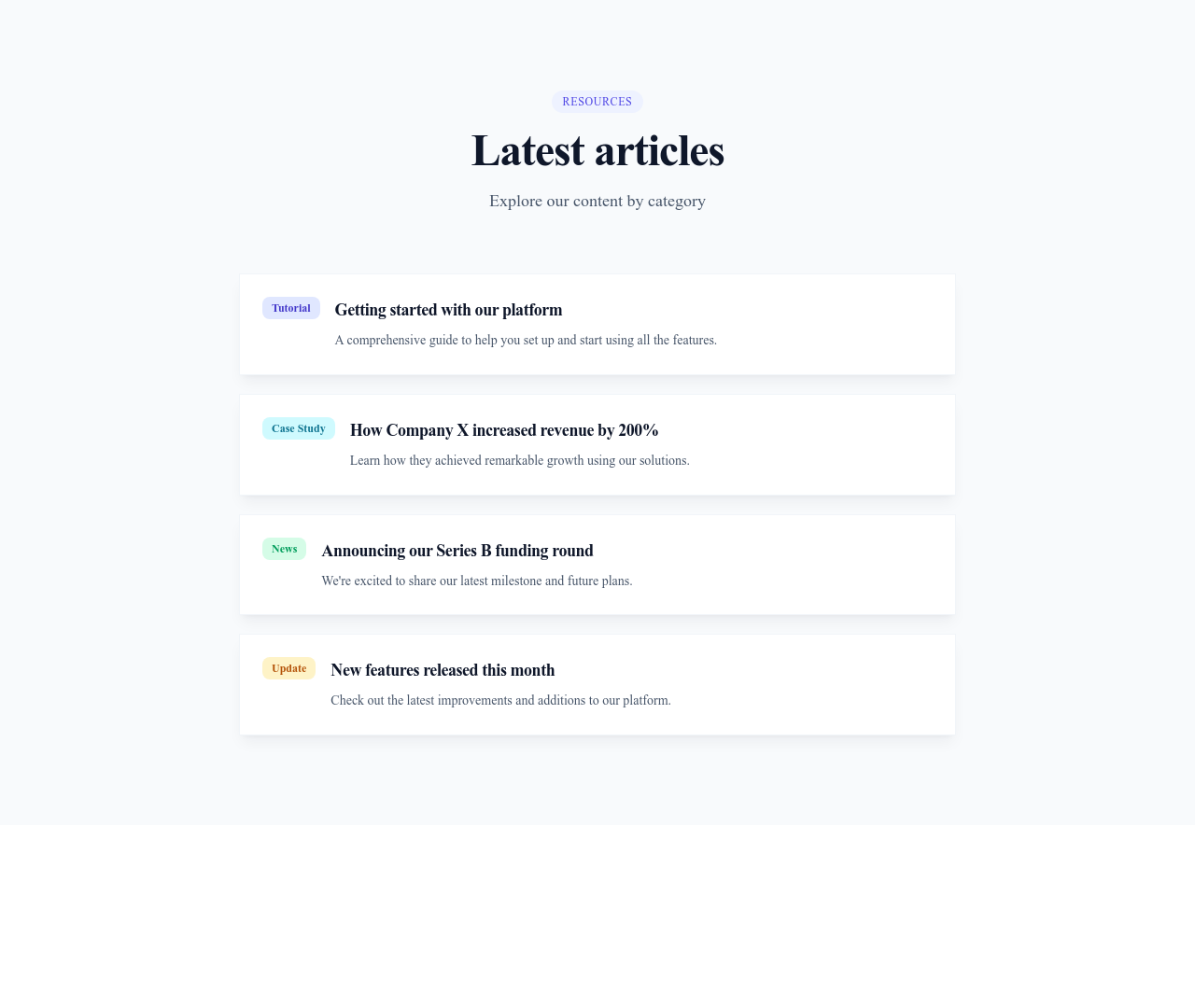Screenshot of List Detailed Badge template