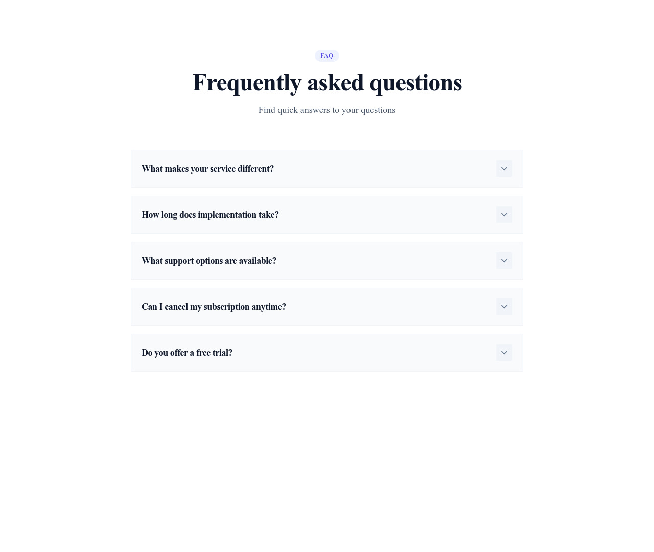 Screenshot of List Detailed Expandable template