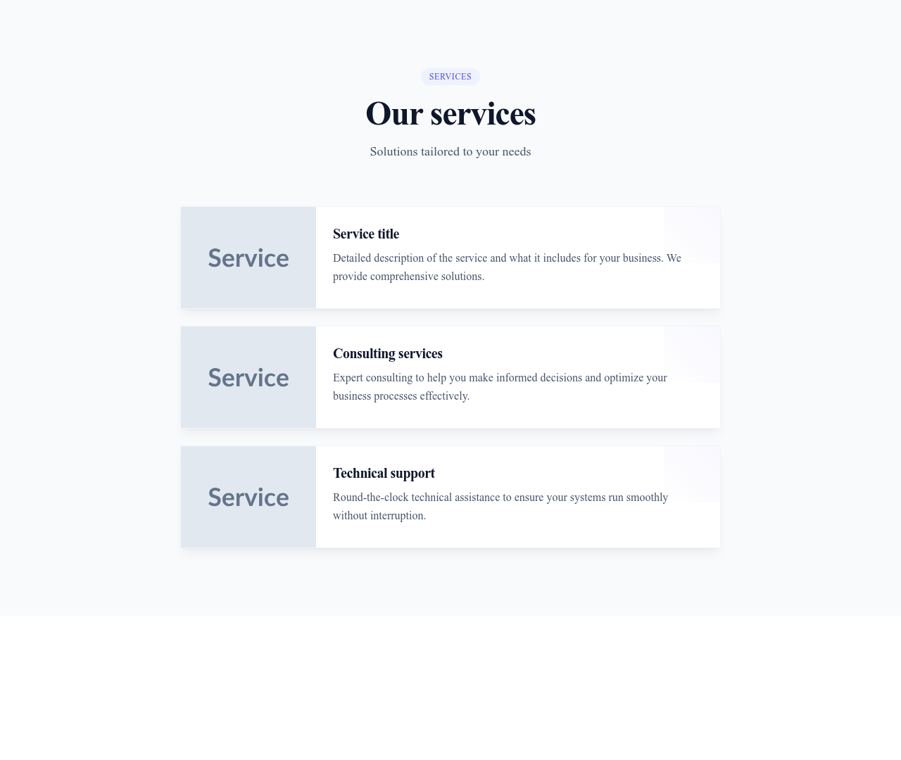 Screenshot of List Detailed Image template