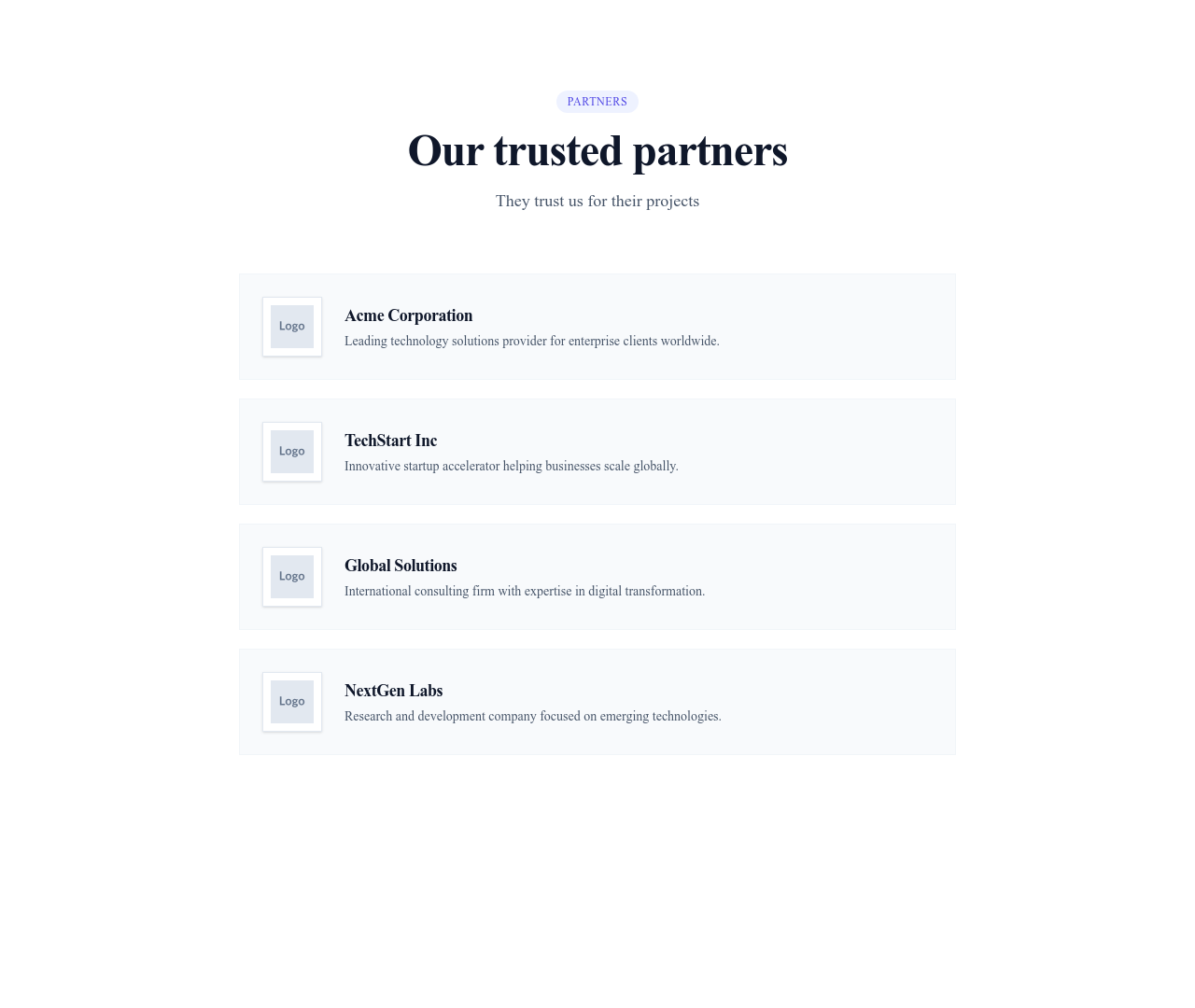 Screenshot of List Detailed Logo template