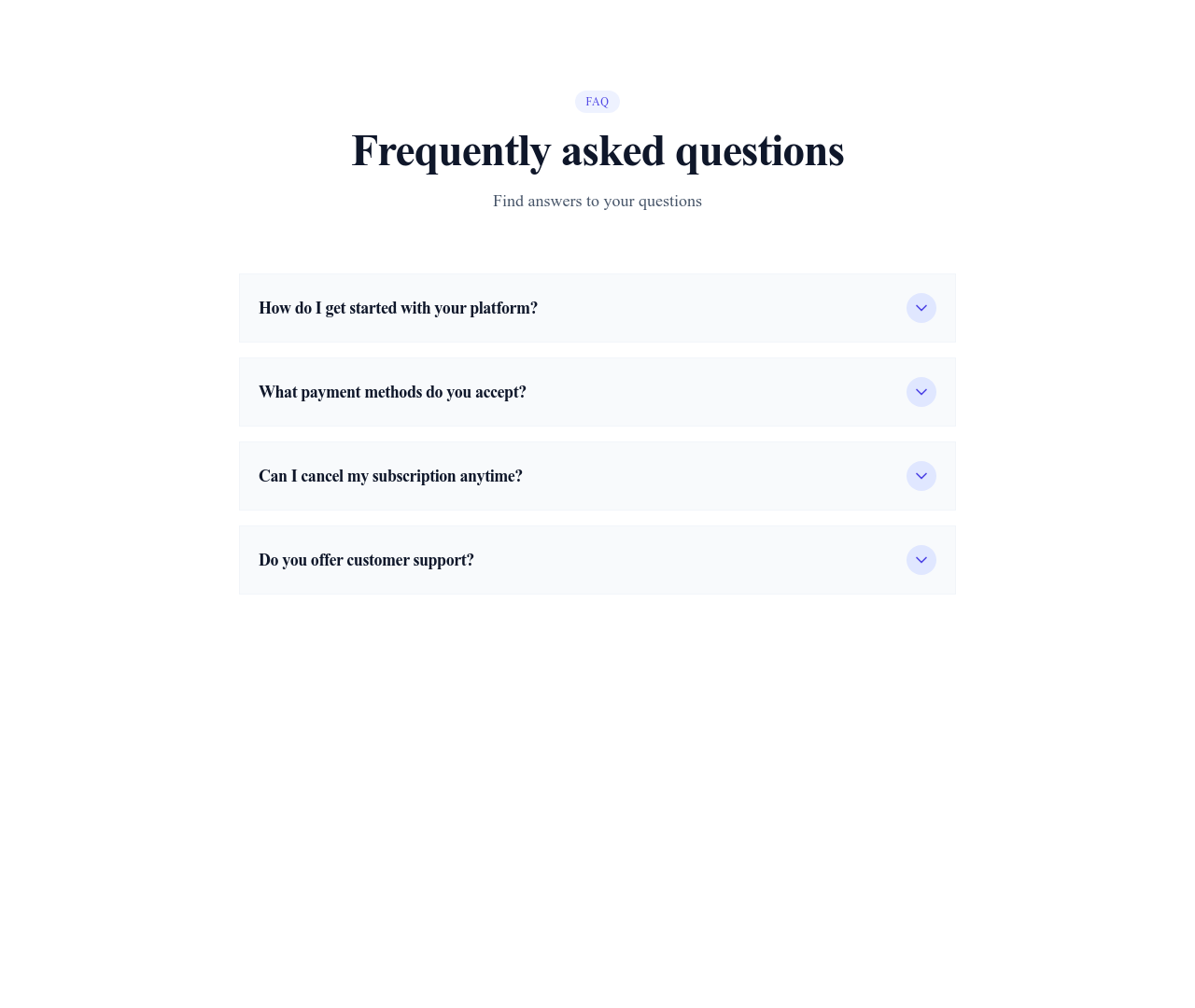 Screenshot of List FAQ template