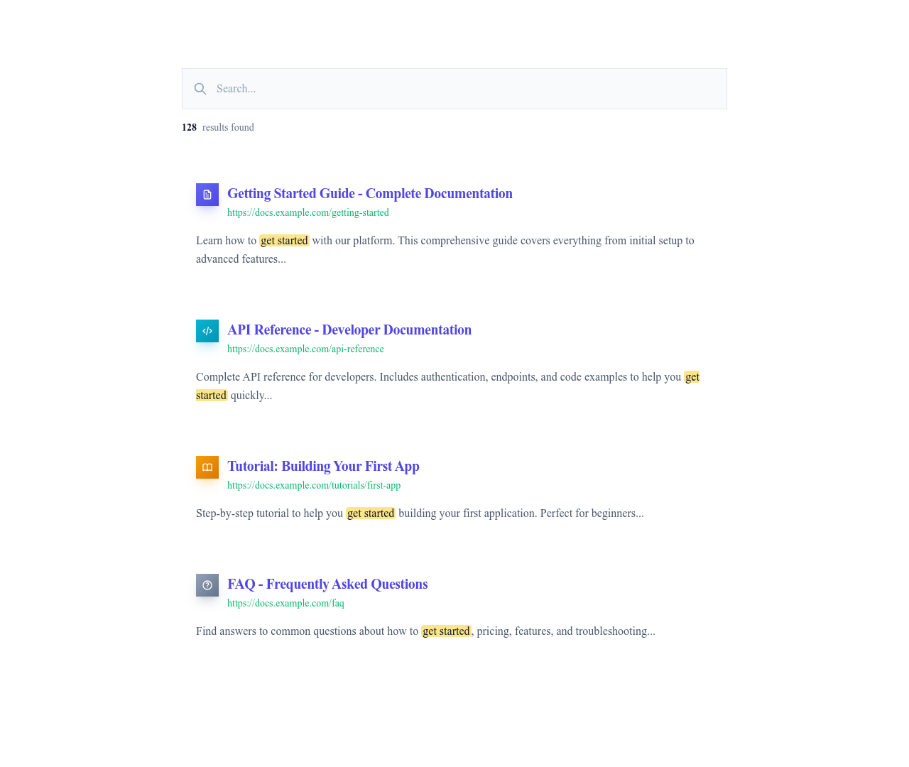 Screenshot of List Search Results template