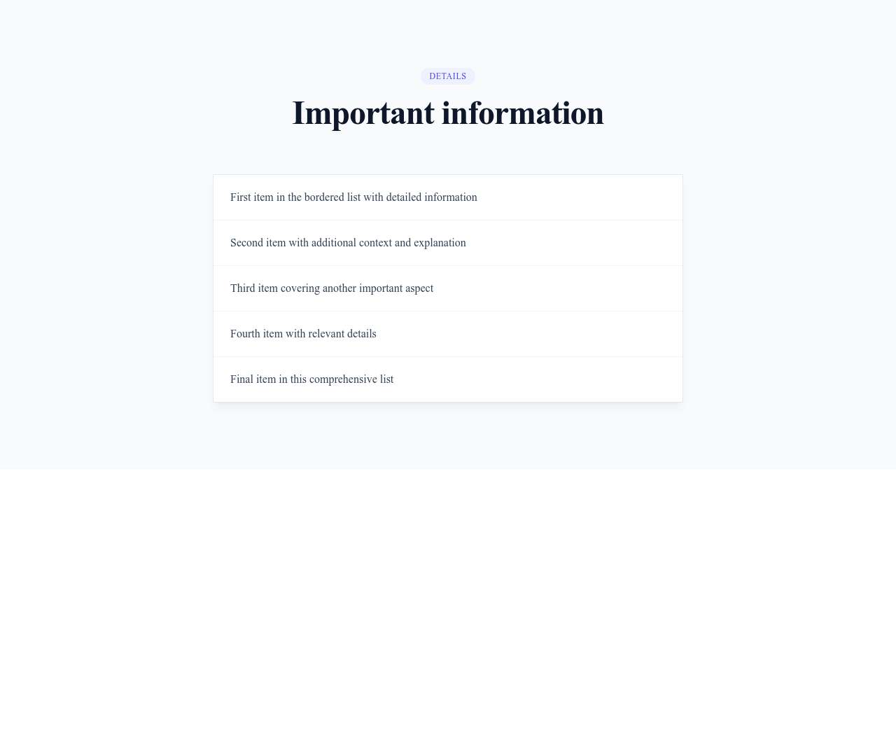 Screenshot of List Simple Bordered template