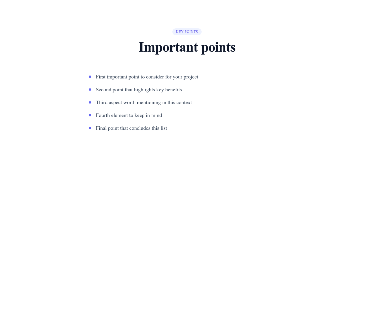 Screenshot of List Simple Bullets template
