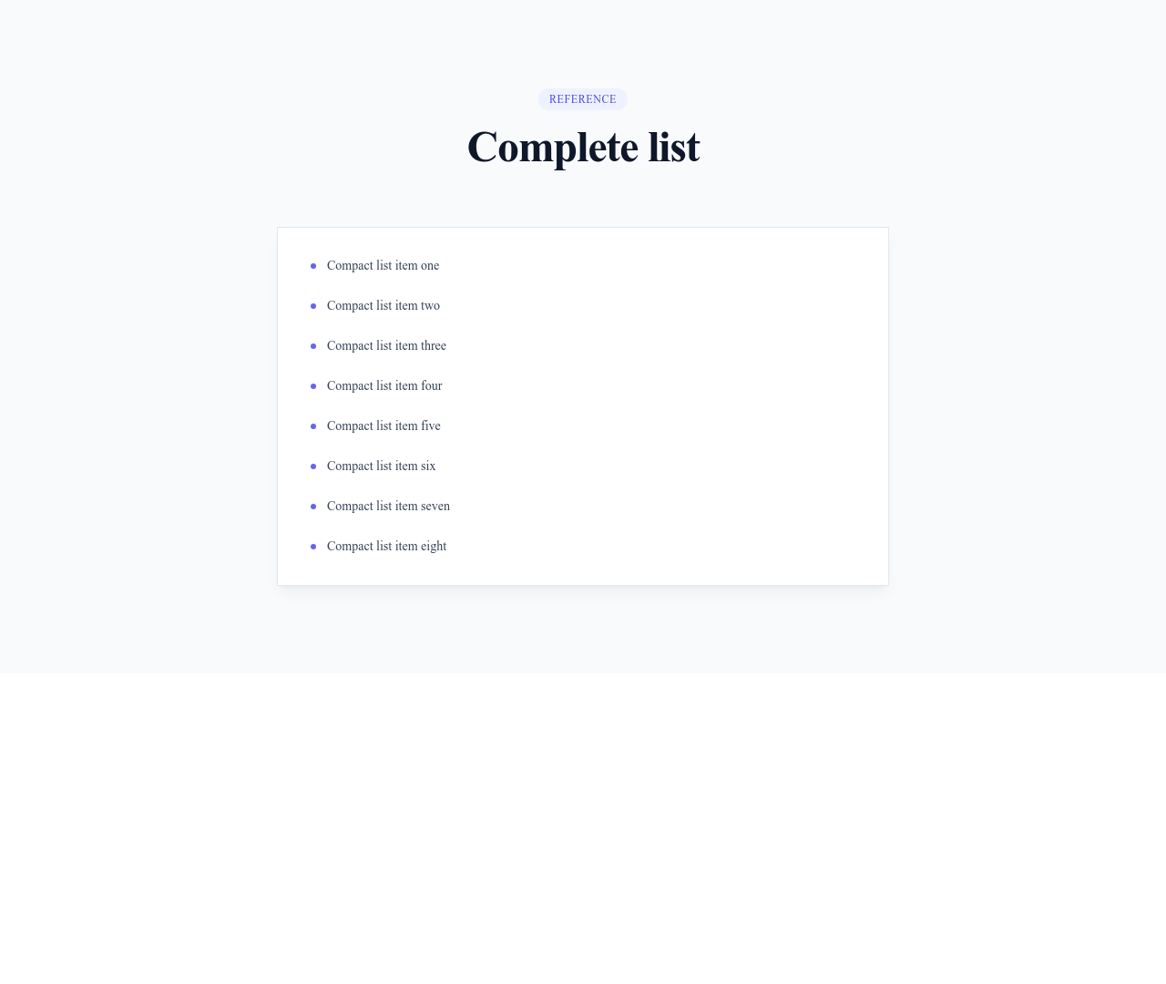 Screenshot of List Simple Compact template