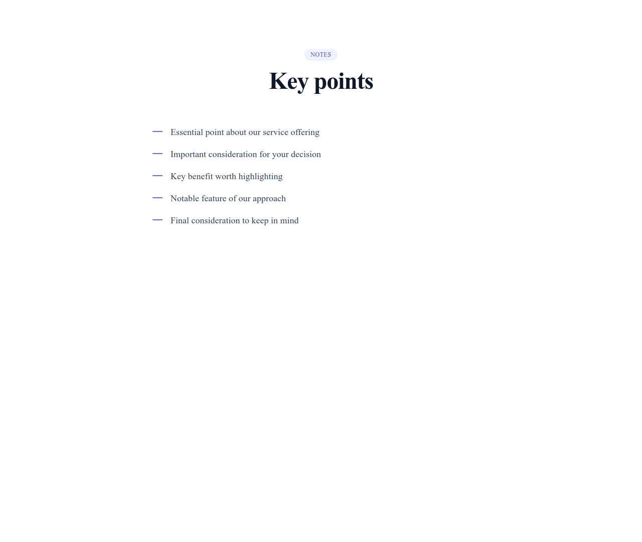 Screenshot of List Simple Dashes template