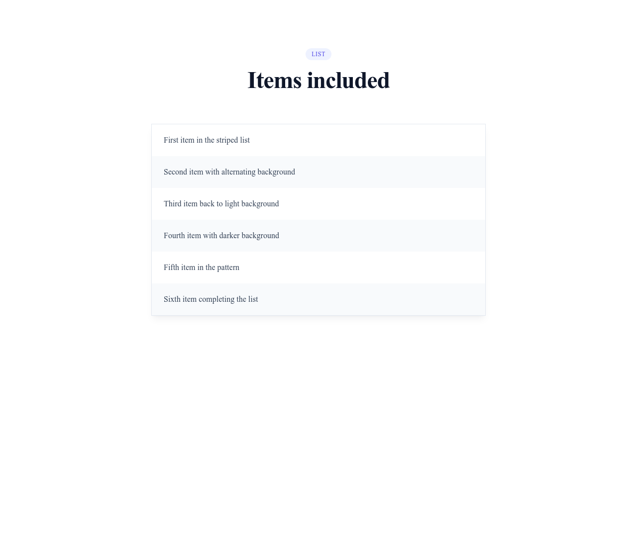 Screenshot of List Simple Striped template