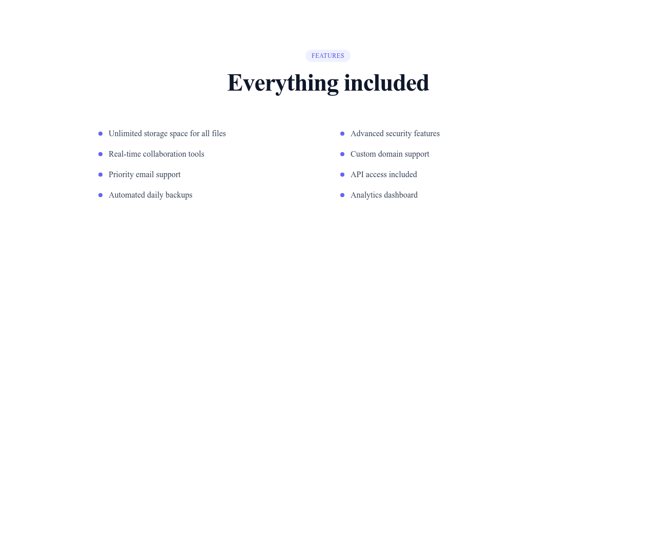 Screenshot of List Simple Two Columns template