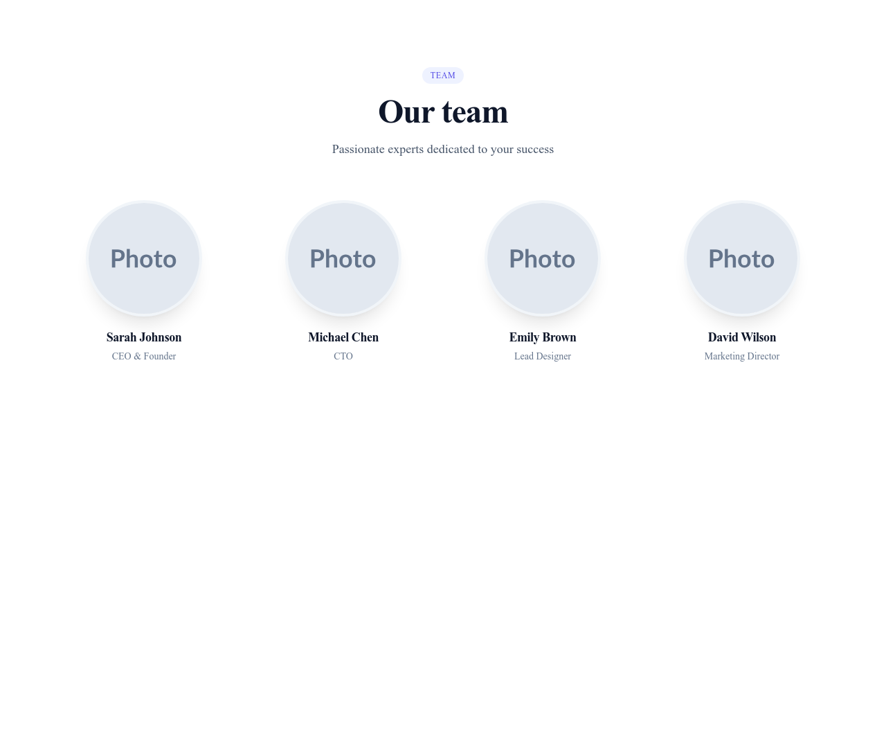 Screenshot of List Team Members template