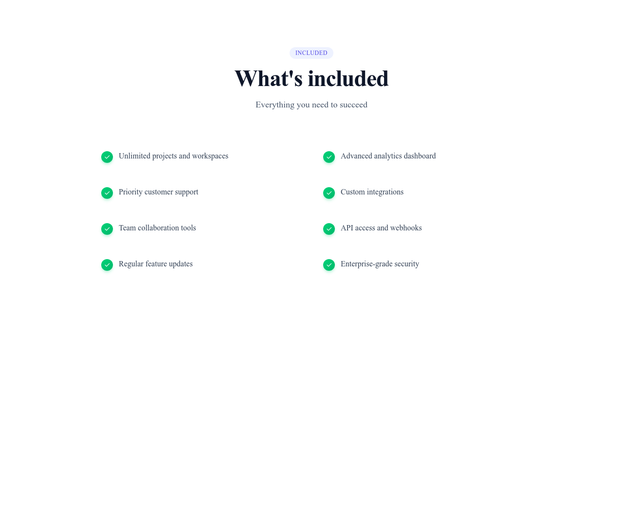 Screenshot of List Two Columns template