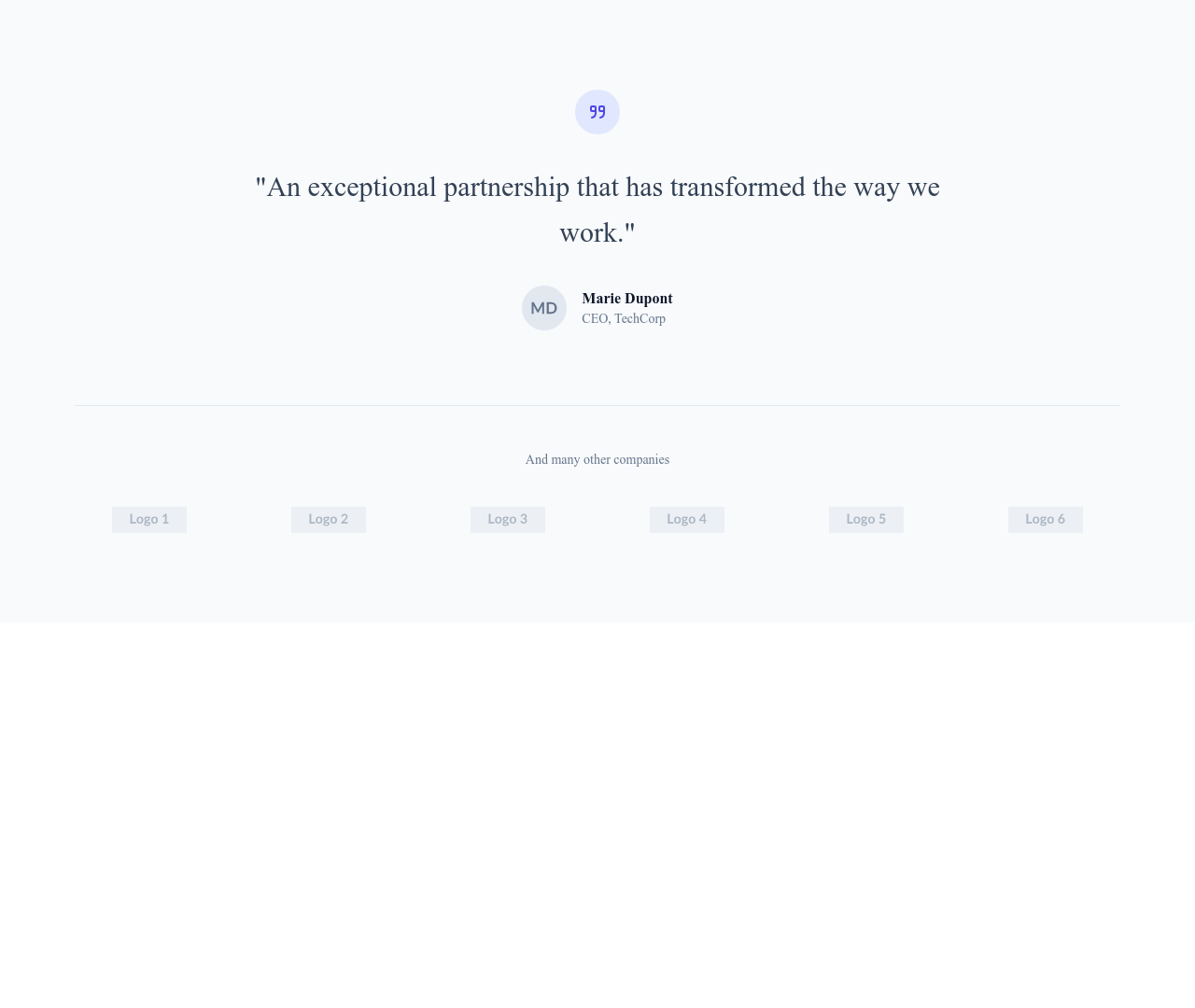 Screenshot of Logos Section Testimonial template