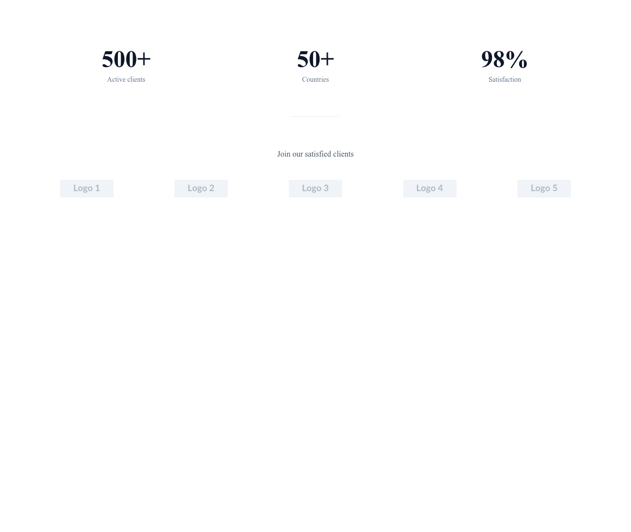 Screenshot of Logos Section With Stats template