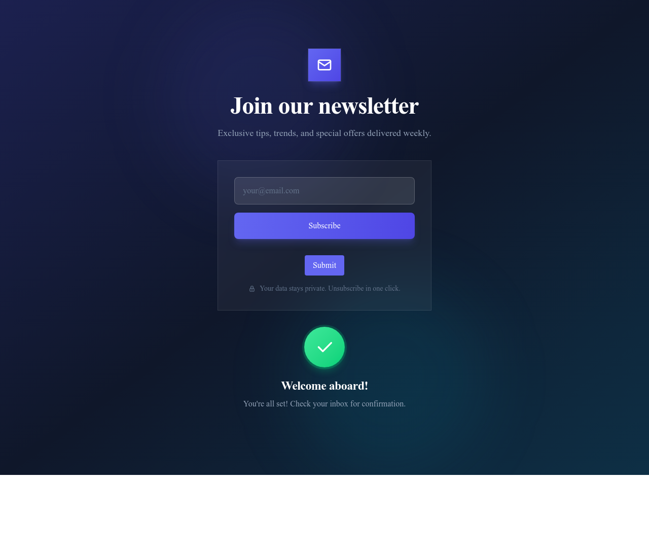 Screenshot of Newsletter Dark template