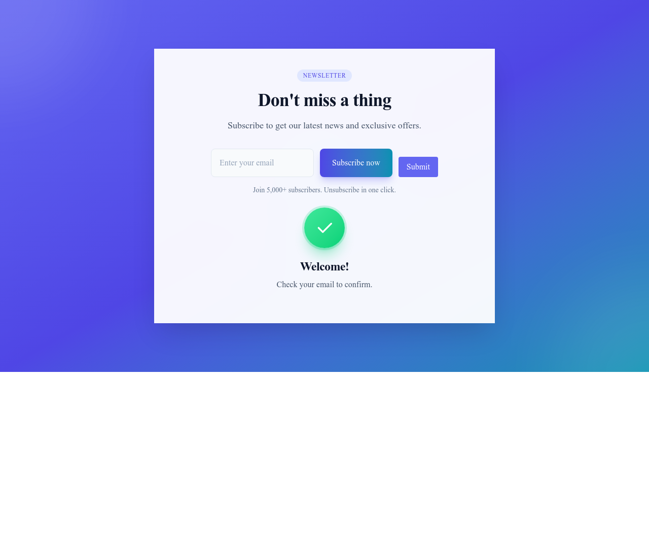 Screenshot of Newsletter Section Gradient template