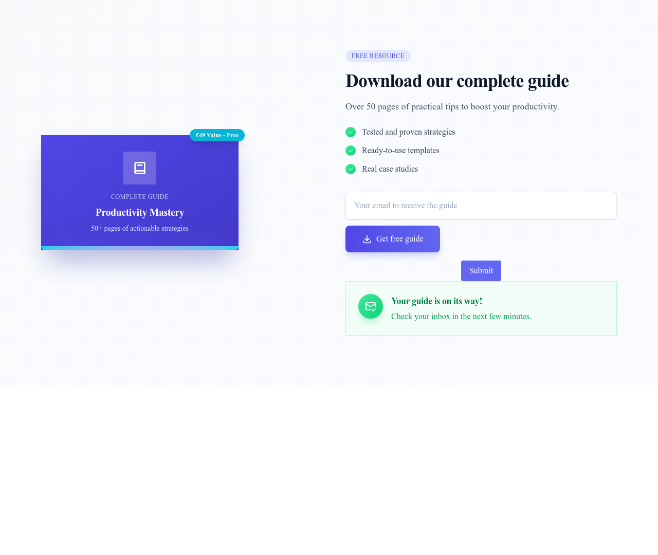 Screenshot of Newsletter Section Lead Magnet template