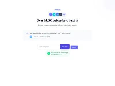 Screenshot of Newsletter Section Social Proof template