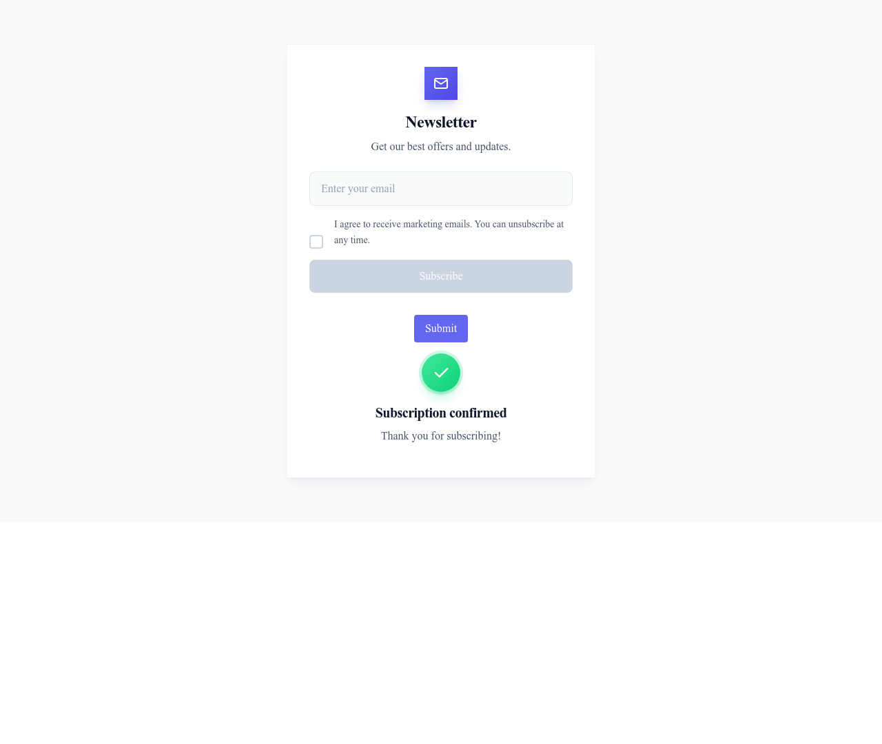 Screenshot of Newsletter With Checkbox template