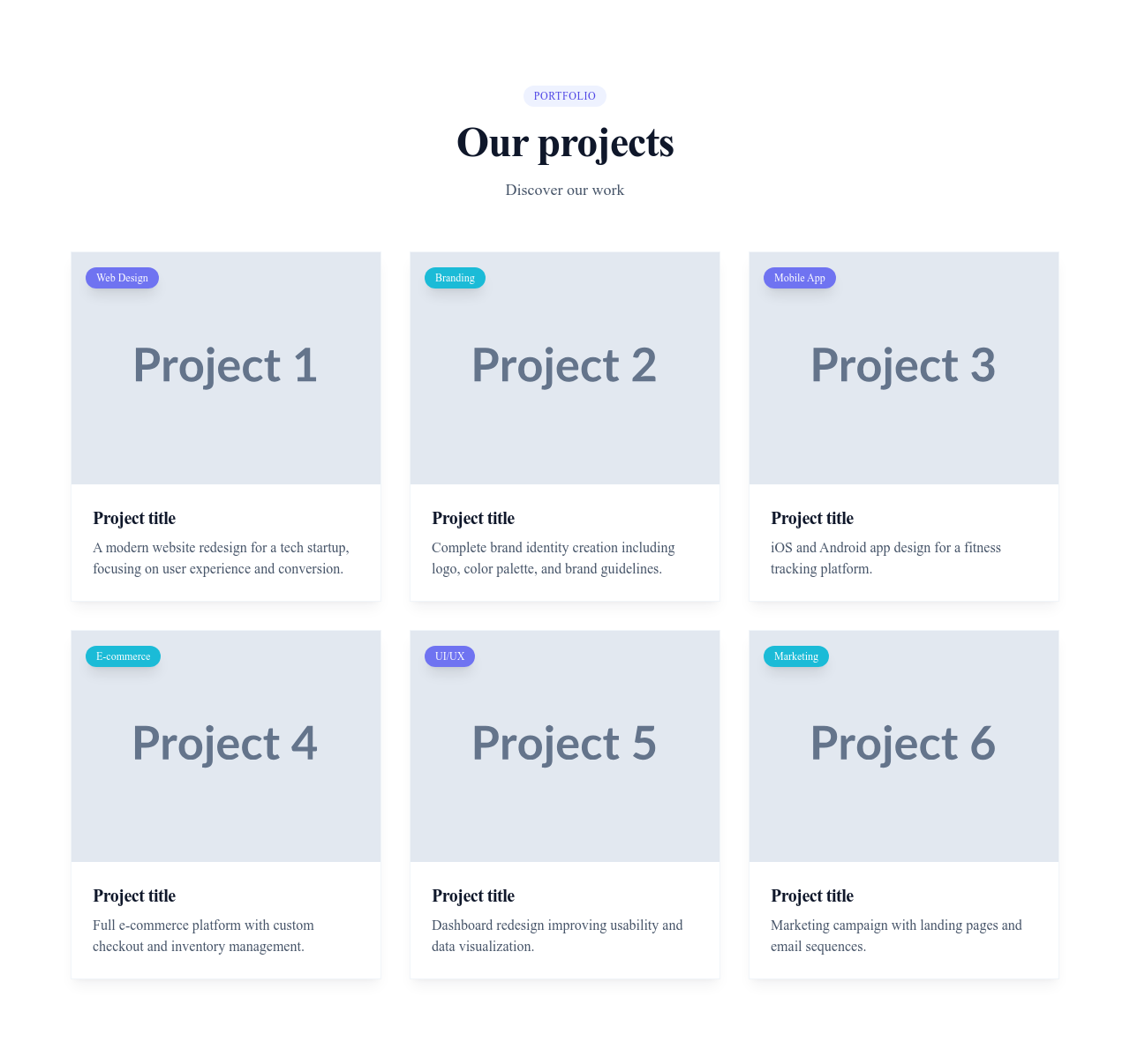 Screenshot of Portfolio Grid Cards template