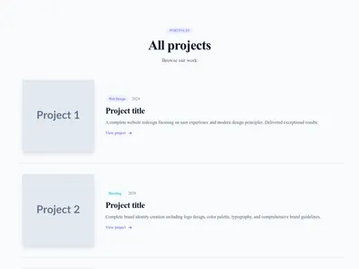 Screenshot of Portfolio List template