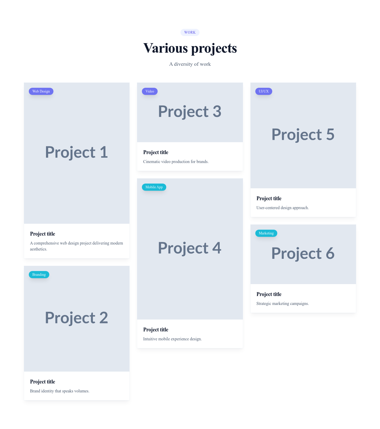Screenshot of Portfolio Masonry template