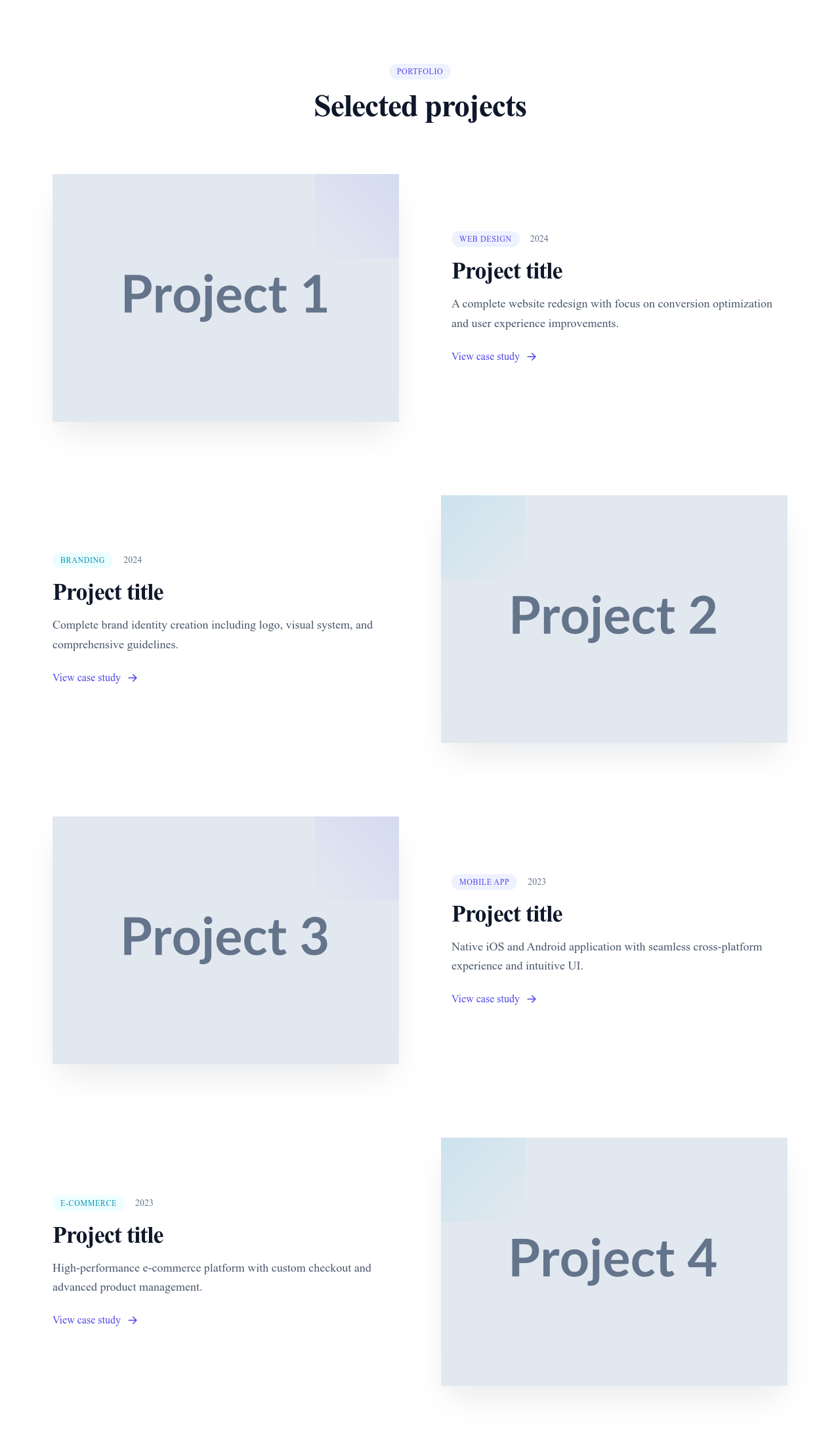 Screenshot of Portfolio Split template