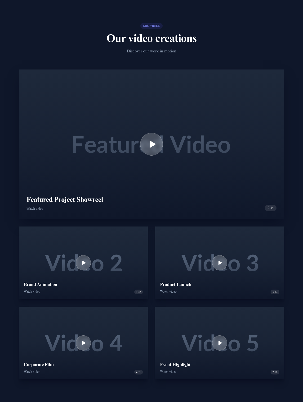 Screenshot of Portfolio Video template