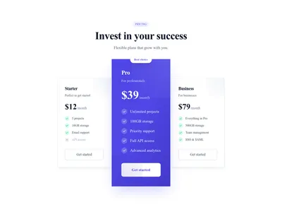 Screenshot of Pricing Cards Featured template