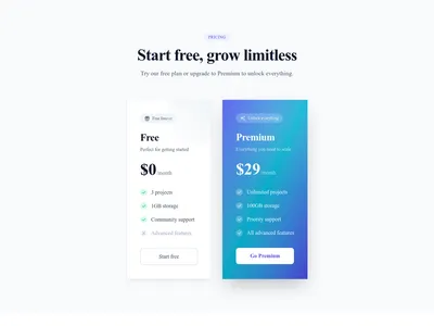 Screenshot of Pricing Cards Gradient template
