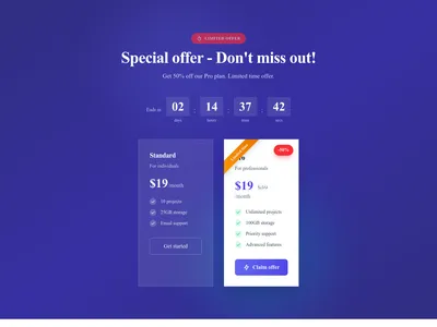 Screenshot of Pricing Cards Limited Offer template
