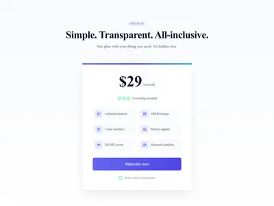 Screenshot of Pricing Single Plan template