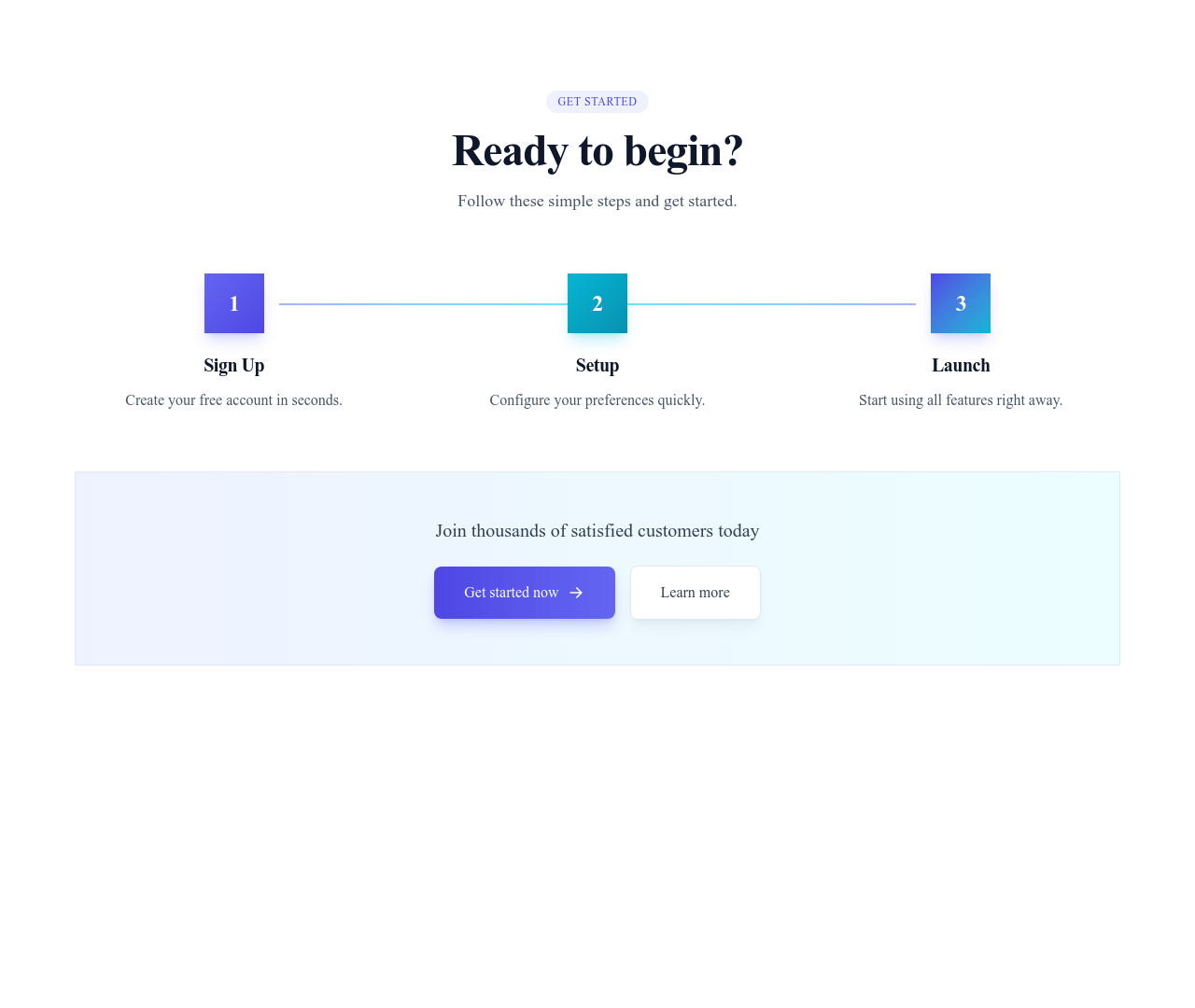 Screenshot of Process Section CTA template