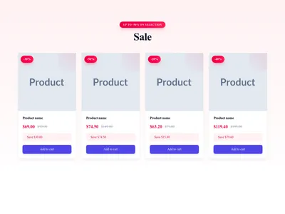Screenshot of Product Cards Sale template